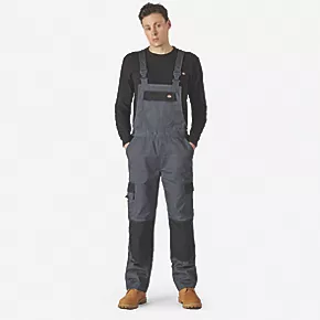 Dickies Everyday Bib & Brace Boiler Suit/Coverall Grey/Black XX Large 42-44" W 31" L 3 Dickies Everyday Bib & Brace Boiler Suit/Coverall Grey/Black XX Large 42-44" W 31" L