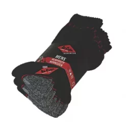 Lee Cooper Heavy Duty Work Socks Black Size 7-11 5 Pack