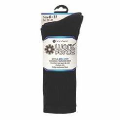 SockShop Cushioned Foot Work Socks Black Size 6-11 2 Pack